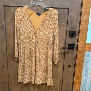 American Eagle Outfitters Mustard Floral Long Sleeve Dress